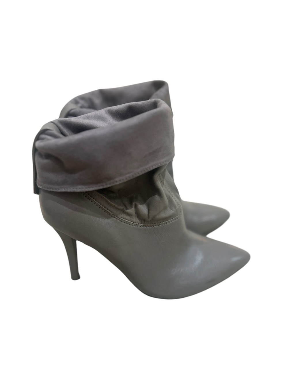 Report signature suede leather Fold-Over Ankle pointed toe Boots taupe Gray 7.5